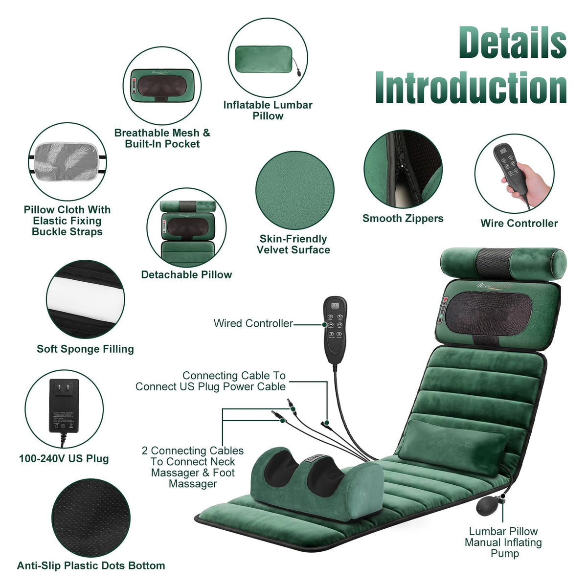 Full Body Massage Mat with Heat & Vibration W632525