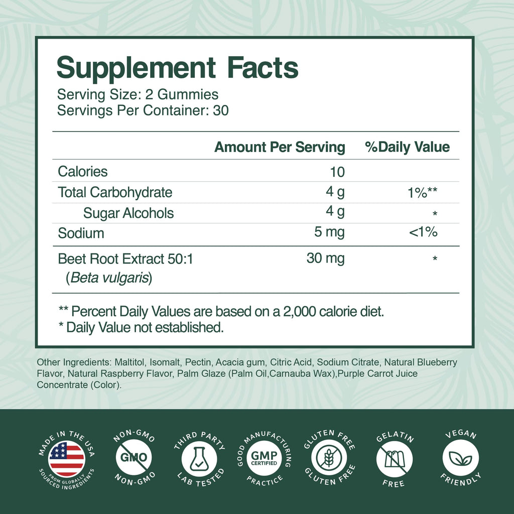 Beet Root Gummies 50:1 Extract Sugar Free Chews Vegan Z910263