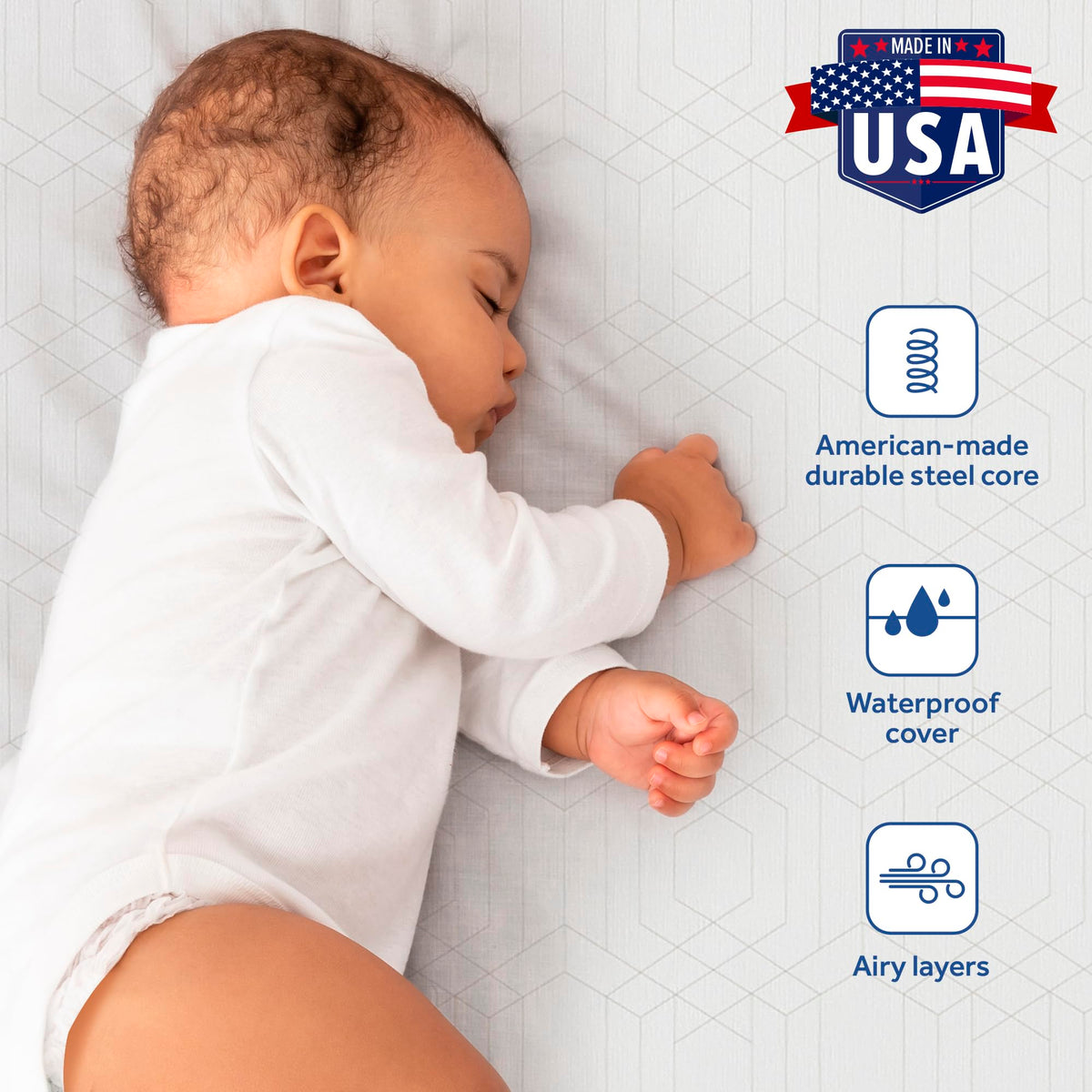 Infant & Toddler Crib Mattress, 204 Coils, Waterproof Breathable U500061