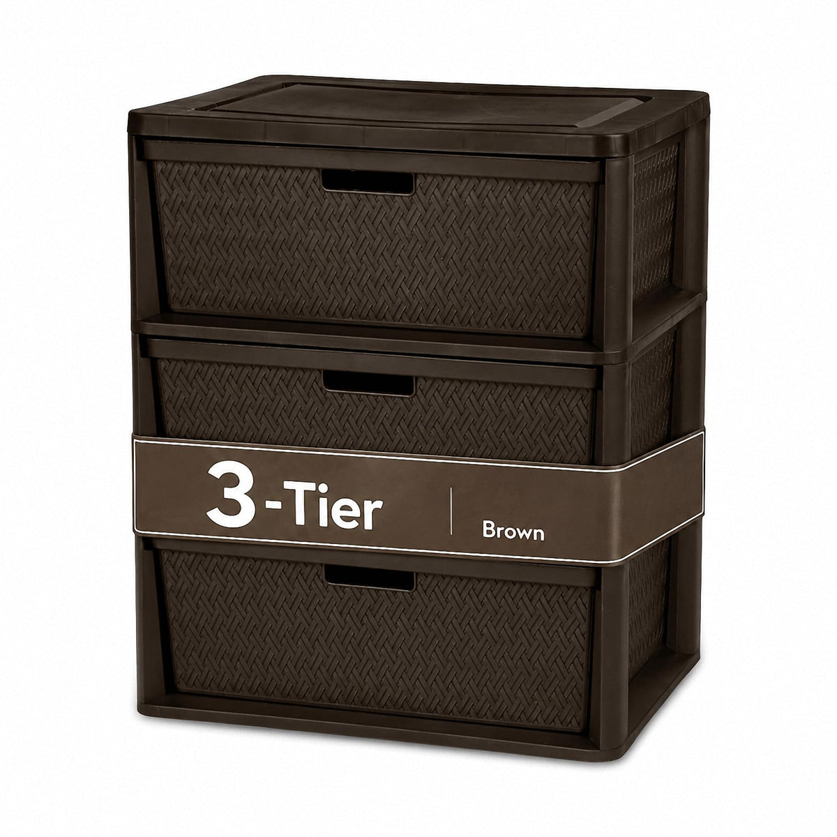 Brown 3 Drawer Plastic Storage Organizer Q580133