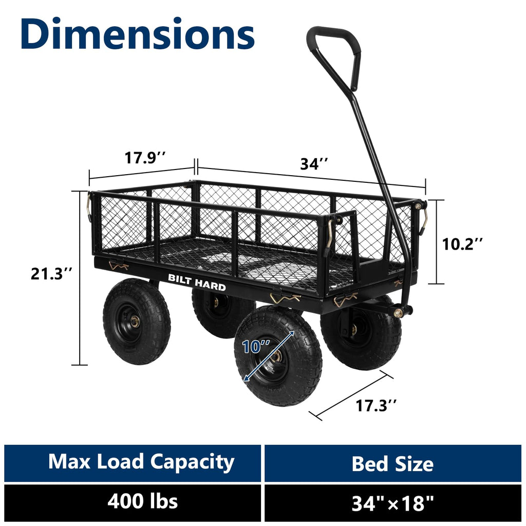 400 Lbs Capacity Mesh Steel Garden Cart with 10" All Terrain Wheels G763778