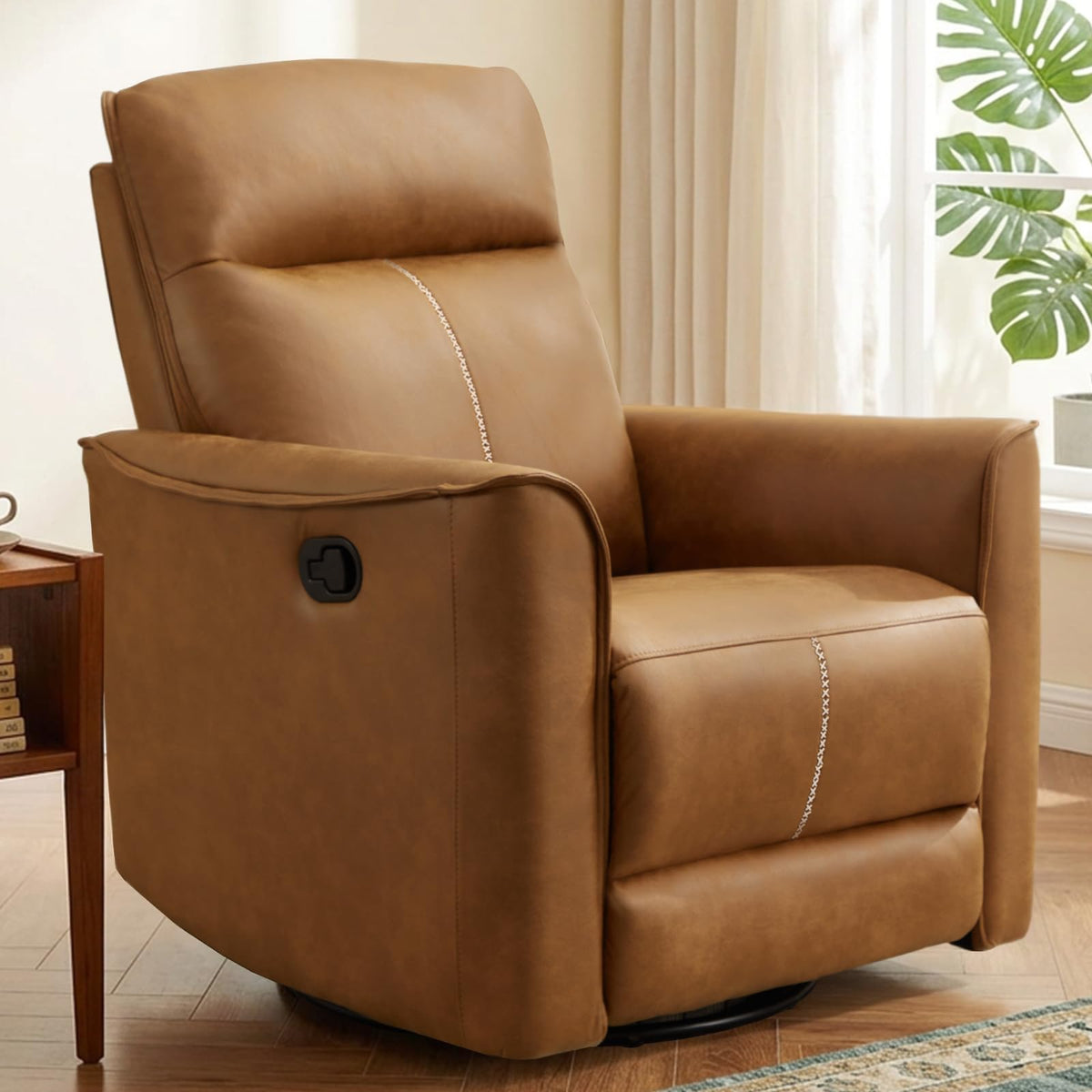 Manual Swivel Rocker Recliner Faux Leather X96979