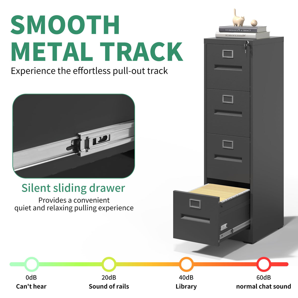 Black 4 Drawer Steel File Cabinet with Lock L264740
