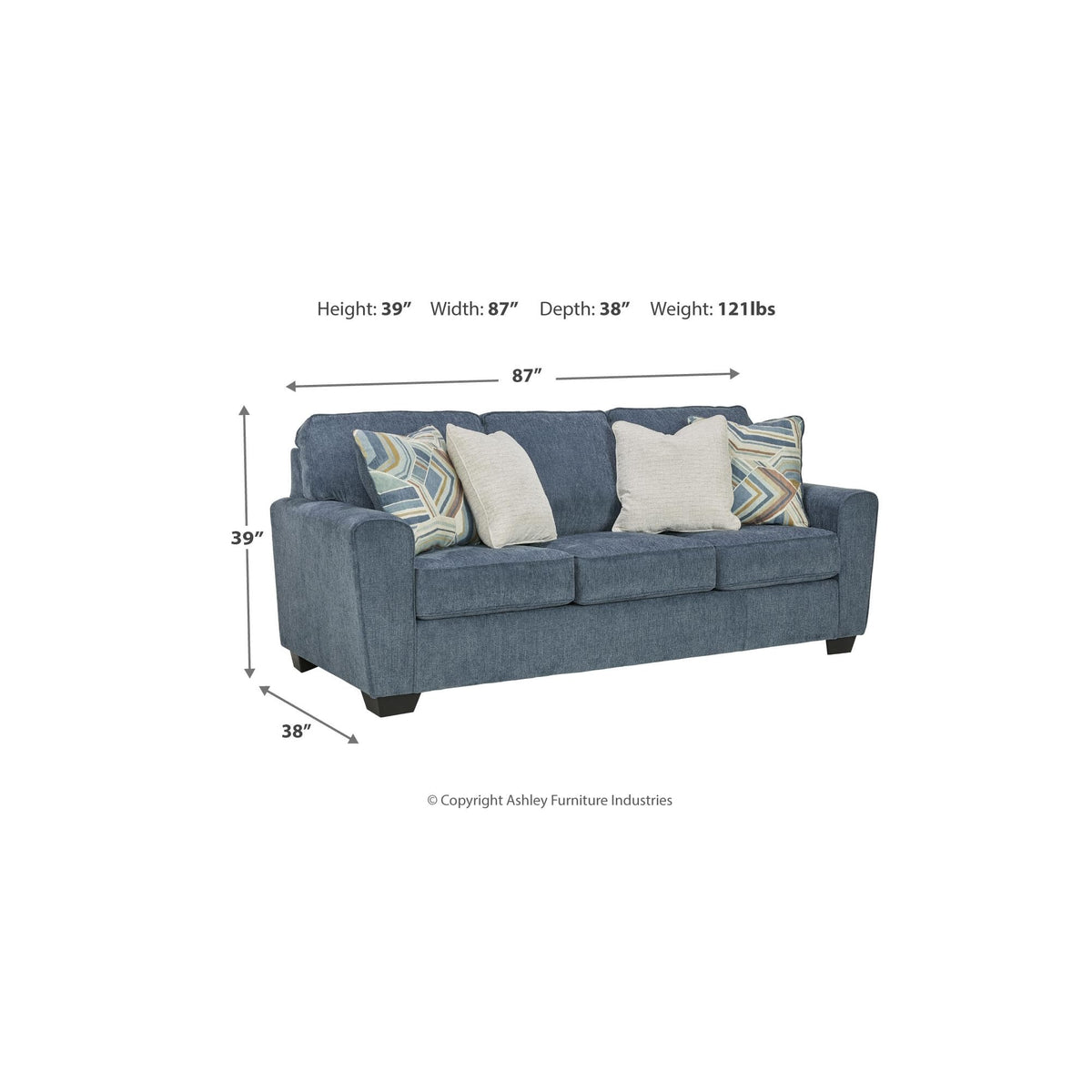 Blue Chenille 3 Seater Couch H565908