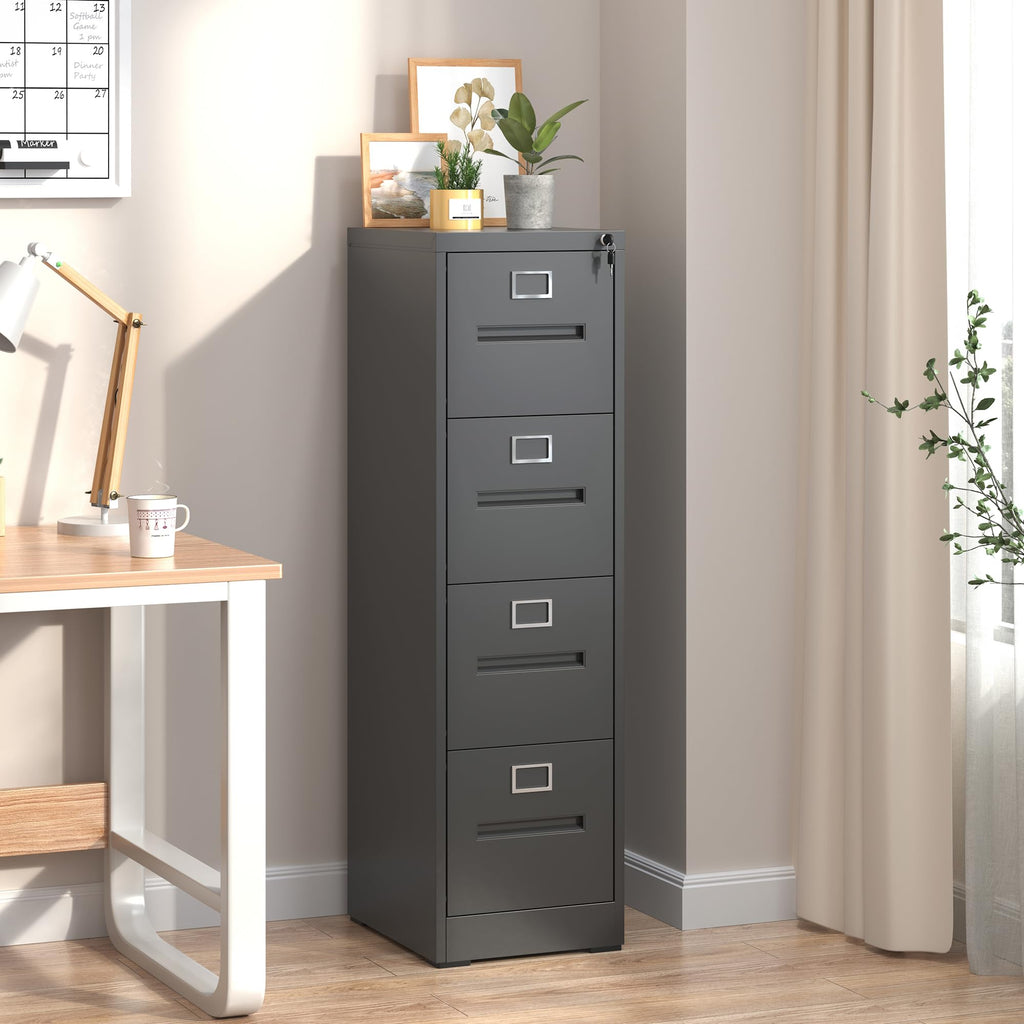 Black 4 Drawer Steel File Cabinet with Lock L264740
