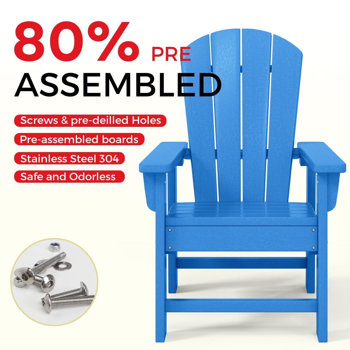Kids Adirondack Chair Set of 4 Plastic Outdoor Pacific Blue R476936