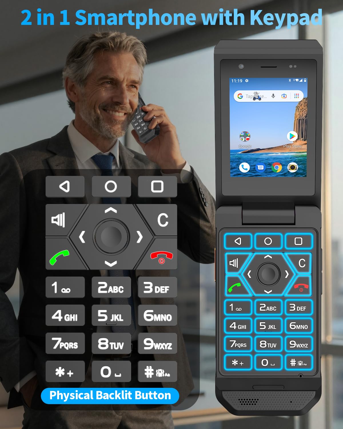 Unlocked 4G LTE Rugged Flip Phone K826