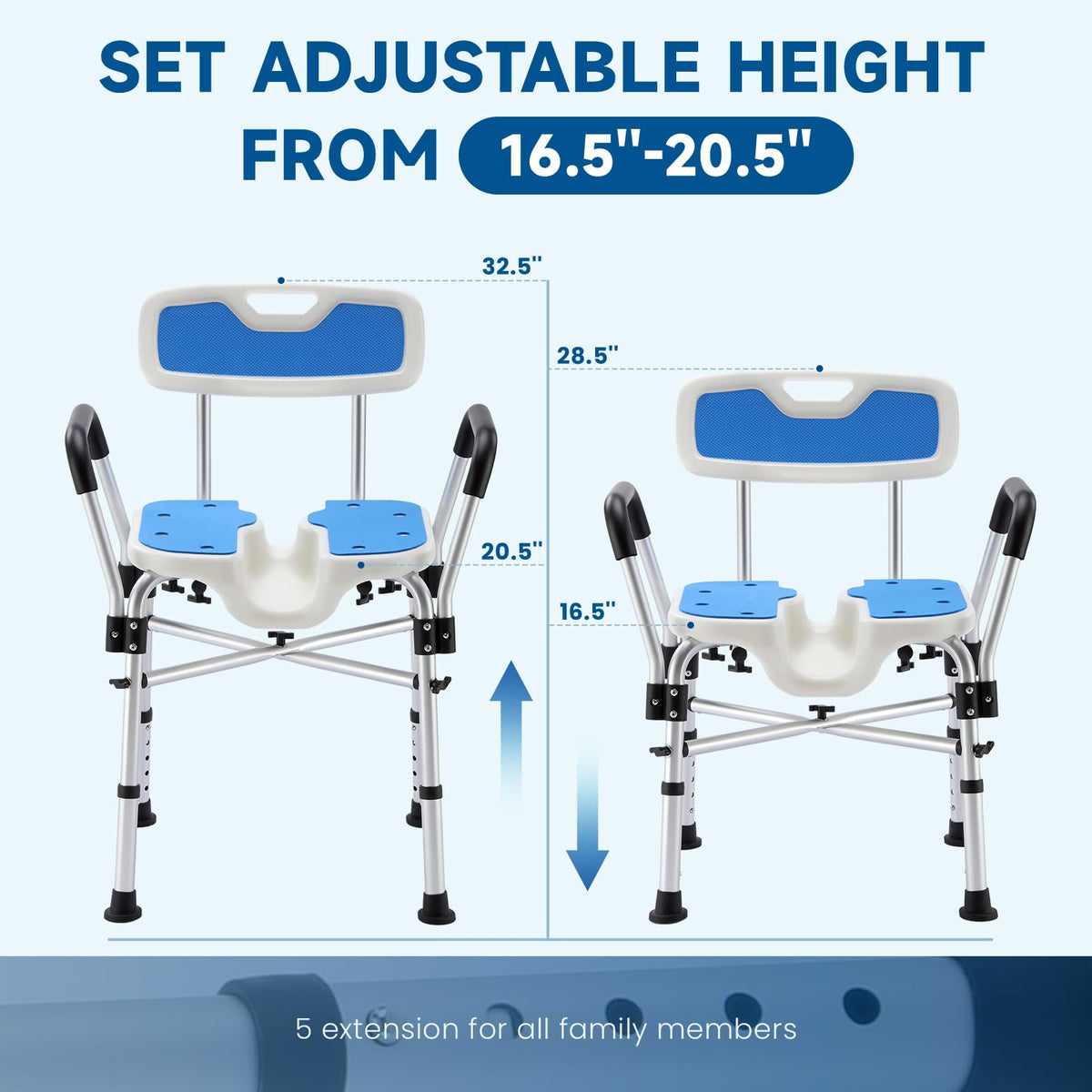U-Shaped Shower Chair with Arms & Back J759521