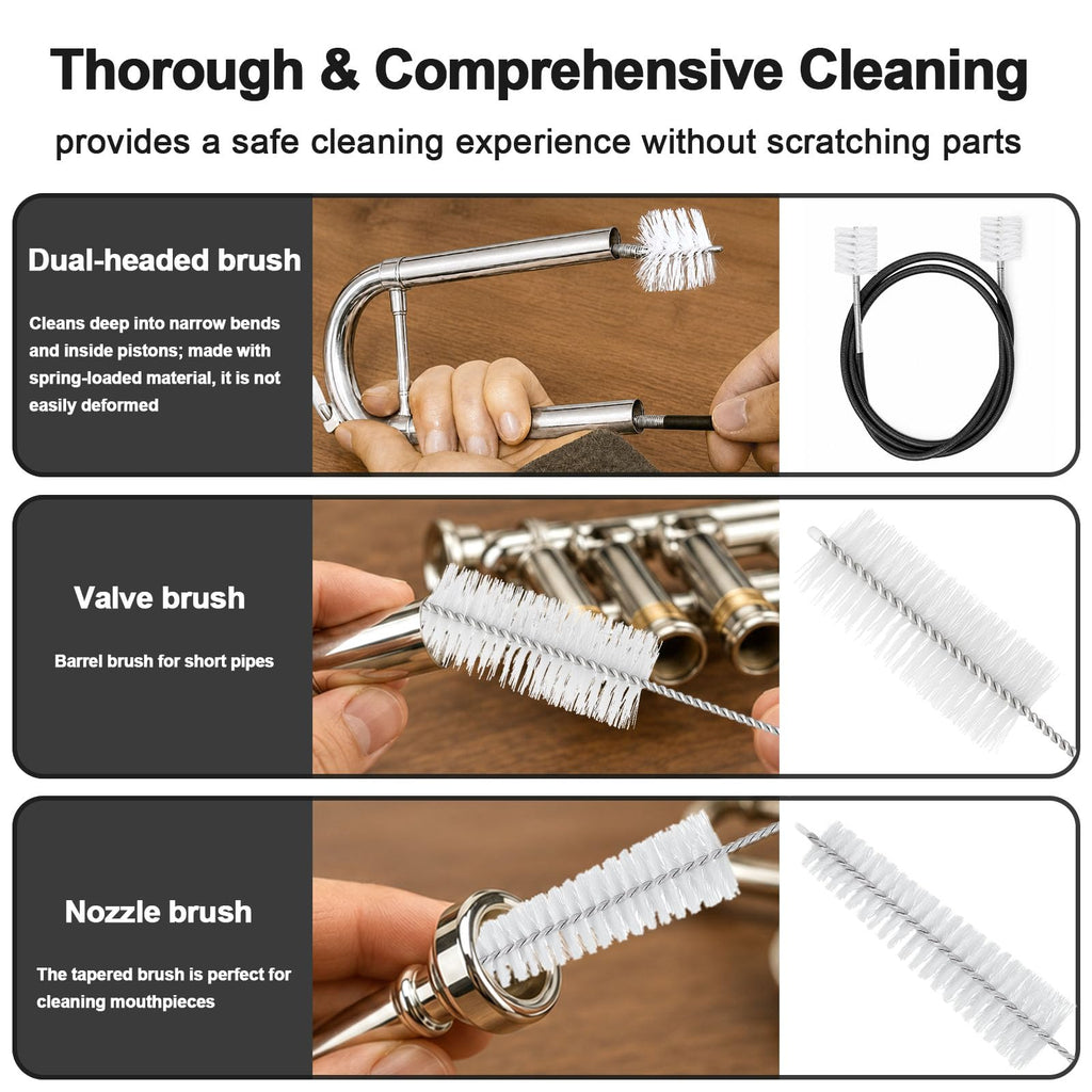 12 Pc Trumpet Cleaning Care Kit with Valve Oil, Grease, Brush P783158
