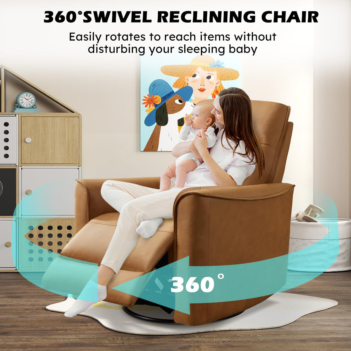 Manual Swivel Rocker Recliner Faux Leather X96979