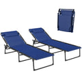 Folding Chaise Lounge Chair Set of 2 Blue D5175