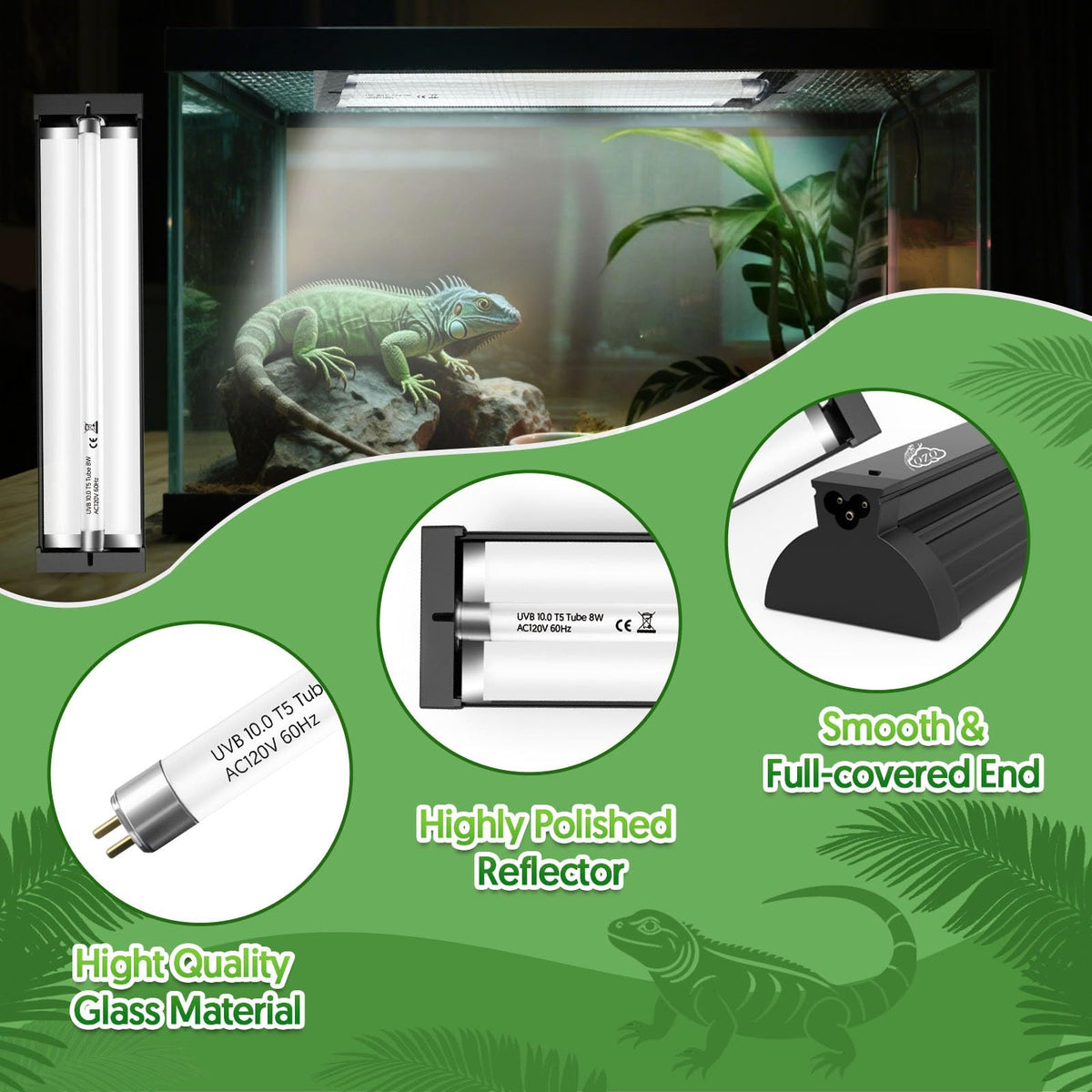 8W UVB Reptile Light Fixture Combo Kit N760