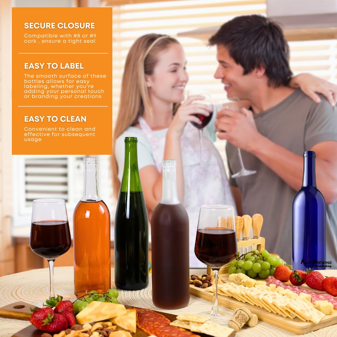 750ml Clear Glass Wine Bottles 12-Bottle Case W6965