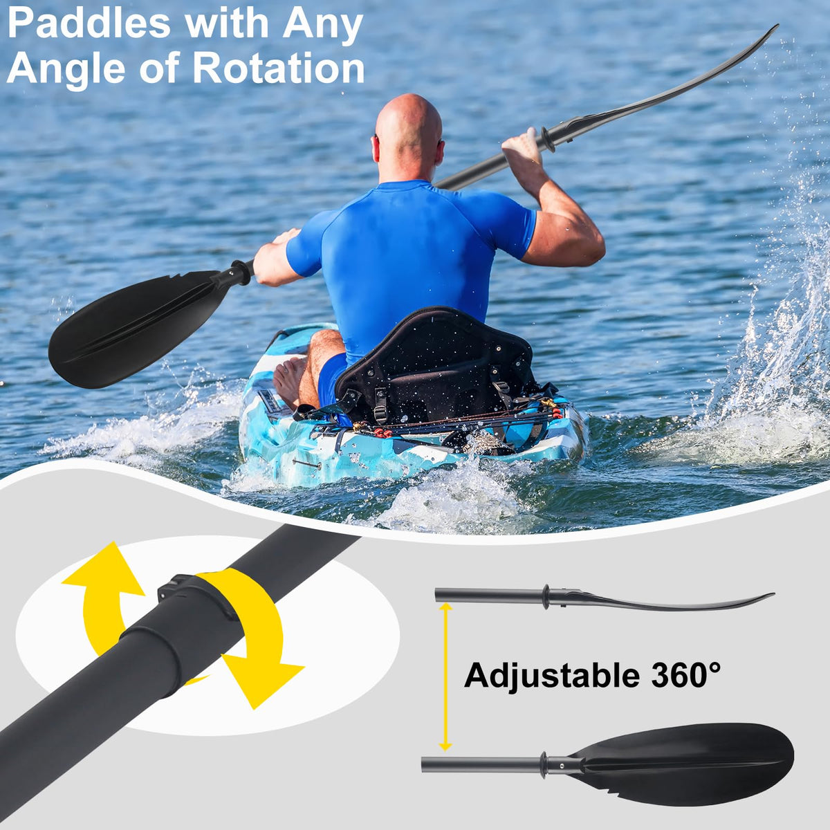 Telescoping Kayak Paddle Black 94inch I4129