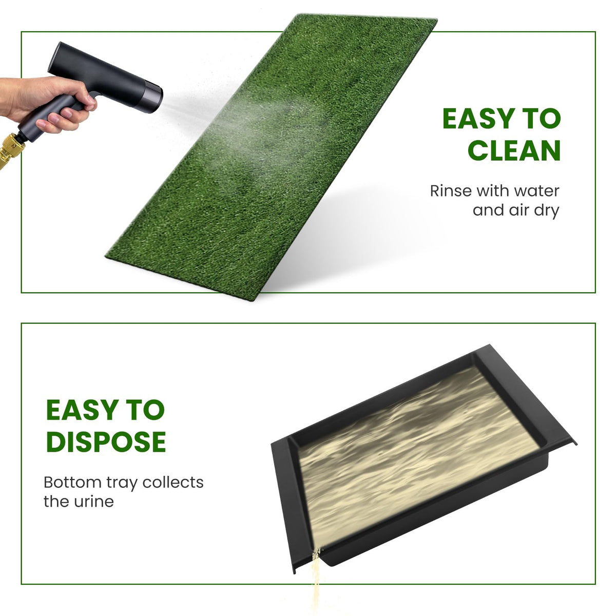 25 x 20 Inches Artificial Turf Dog Potty Grass Pad with Tray T56618