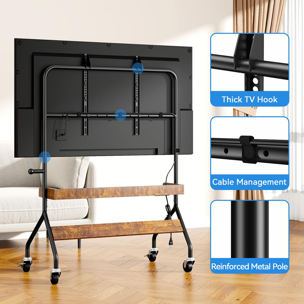 Rolling TV Stand with Power Outlet for 32-75 Inch TV J87781