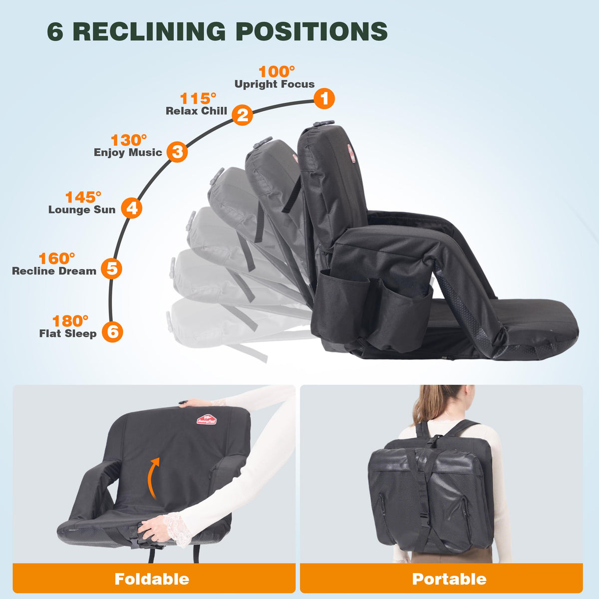 Foldable Stadium Seats 2-Pack with Shoulder Straps A509416