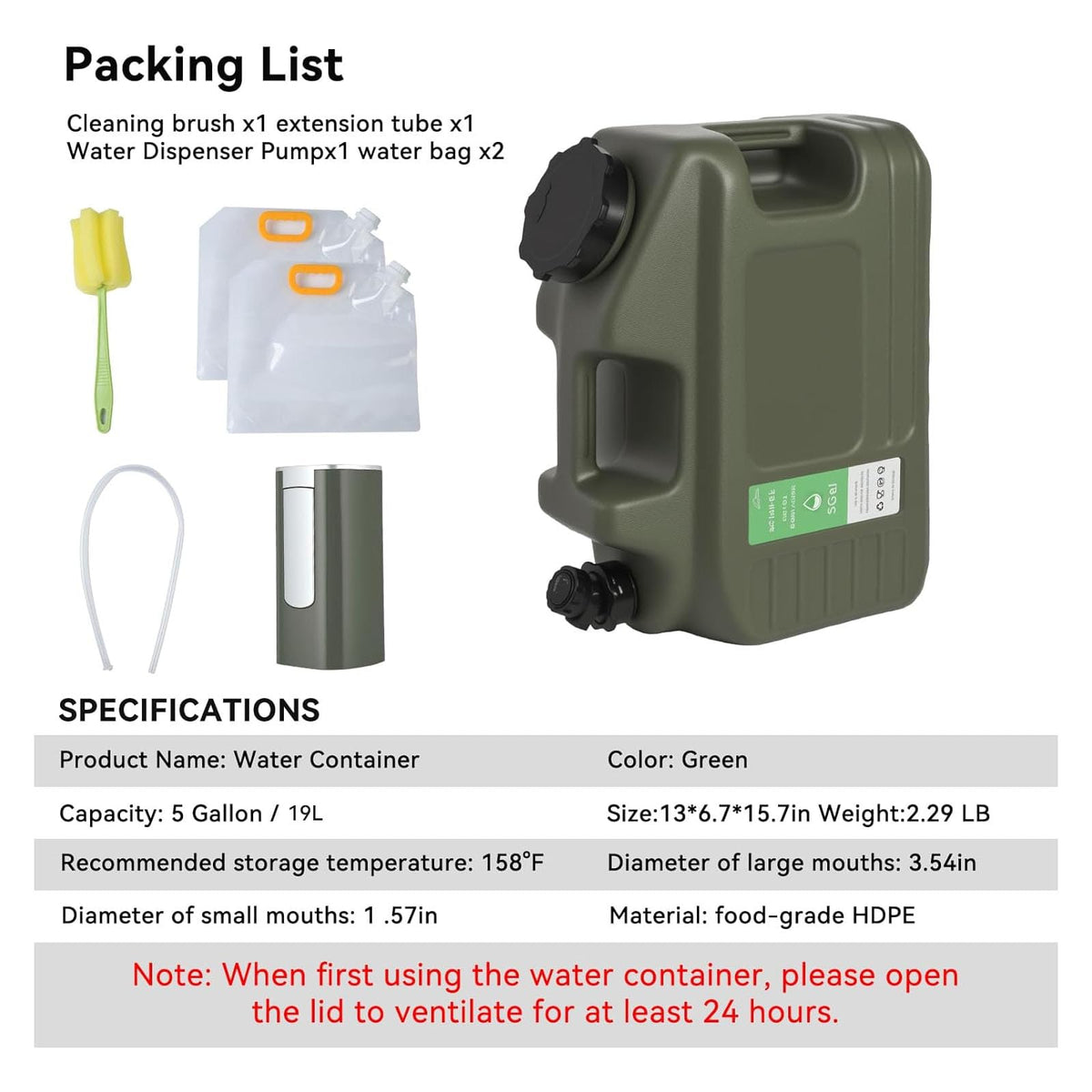 5 Gallon BPA Free Water Jug D369
