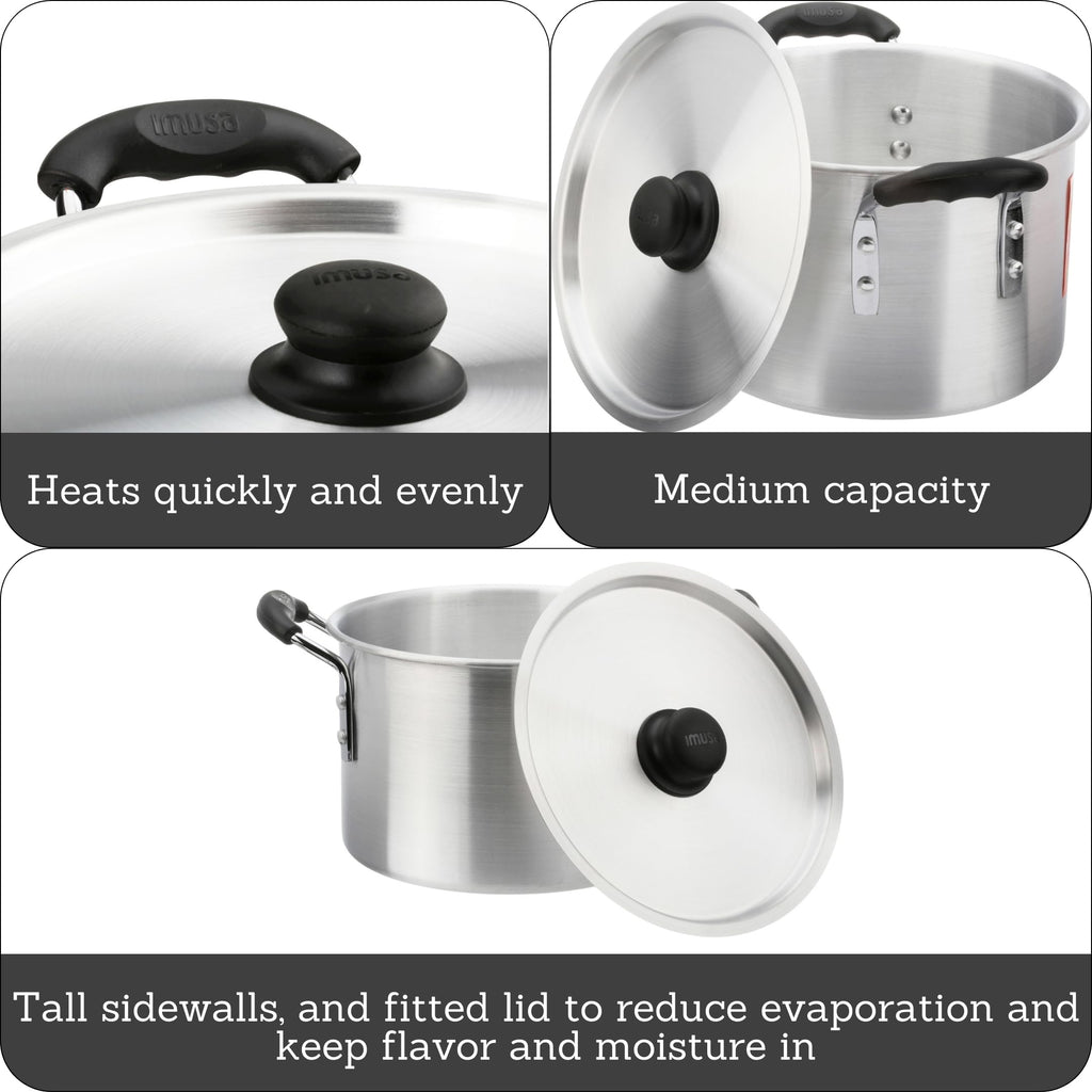 Silver 8 Quart Aluminum Stock Pot with Lid C5258