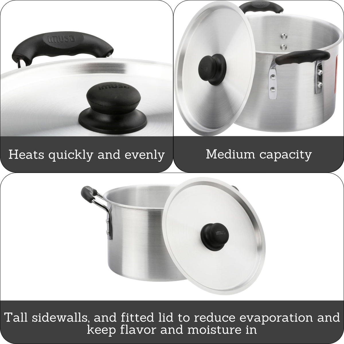 Silver 8 Quart Aluminum Stock Pot with Lid C5258