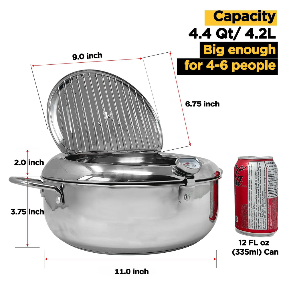 Deep Fryer Pot with Lid, 304 Stainless Steel O81596