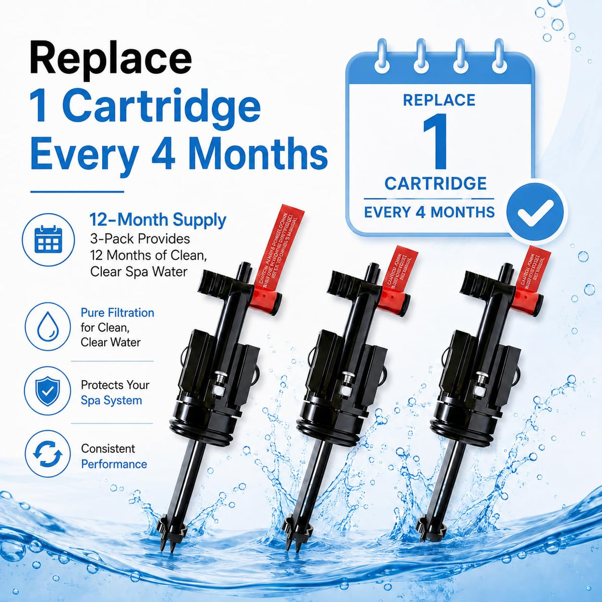 Salt Cartridge Replacement for Spas & Hot Tubs, 3 Pack M3562