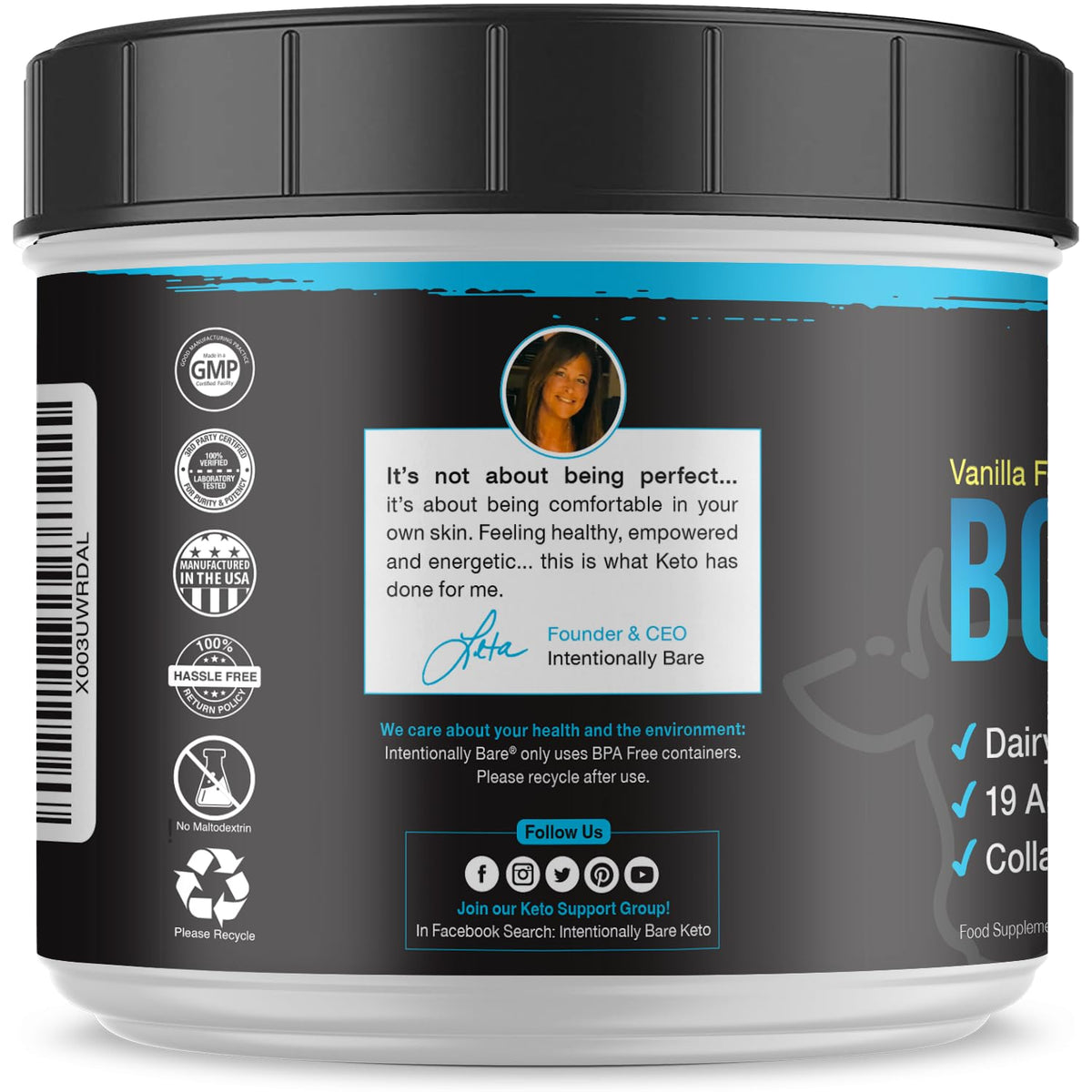 Grass-fed Vanilla Bone Broth Protein Powder 16.5oz P461723