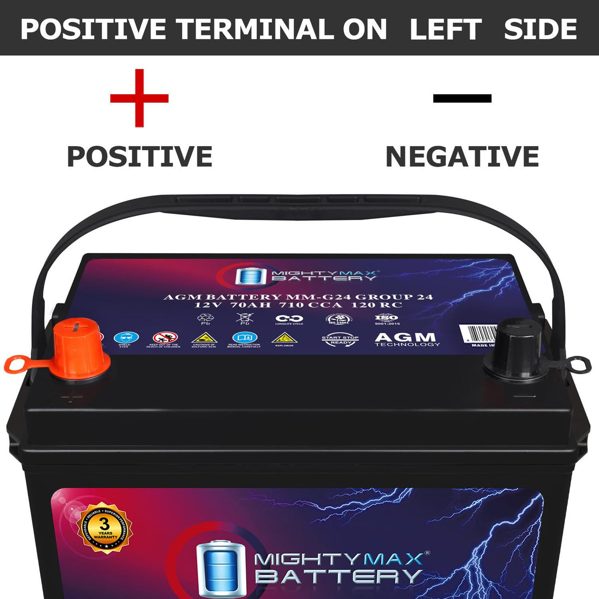 12V 70Ah 710 CCA Group Size 24 Replacement Battery U372
