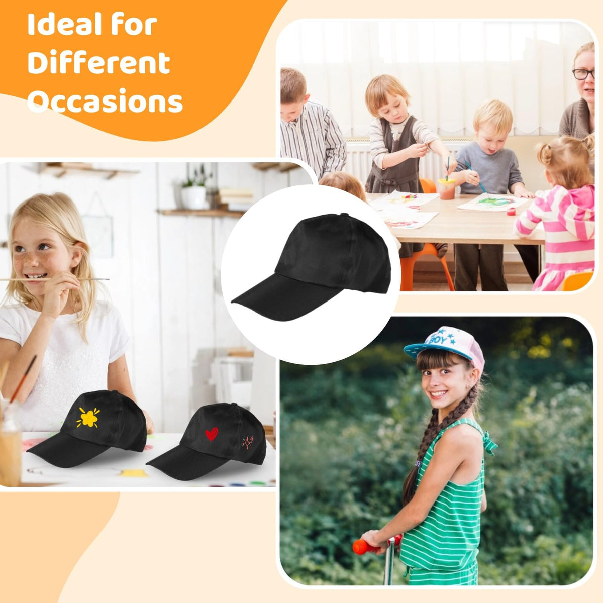 Black Adjustable Polyester Baseball Caps J555