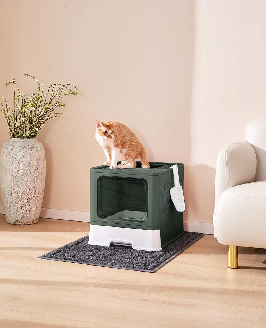 X-Large Cat Litter Box with Litter Mat and Scoop C3943