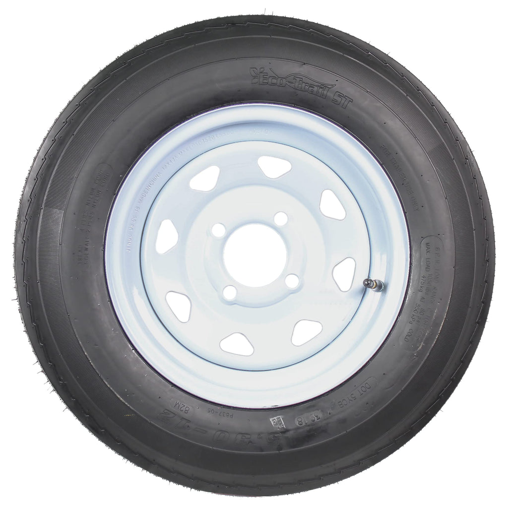 Trailer Tire Rim Assembly 5.30-12 Load C 4 Lug White Q91754