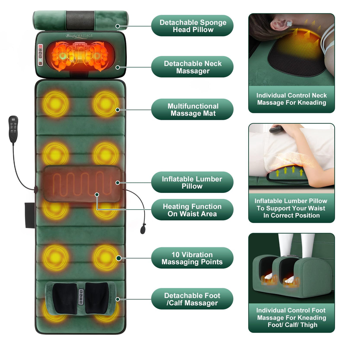 Full Body Massage Mat with Heat & Vibration W632525