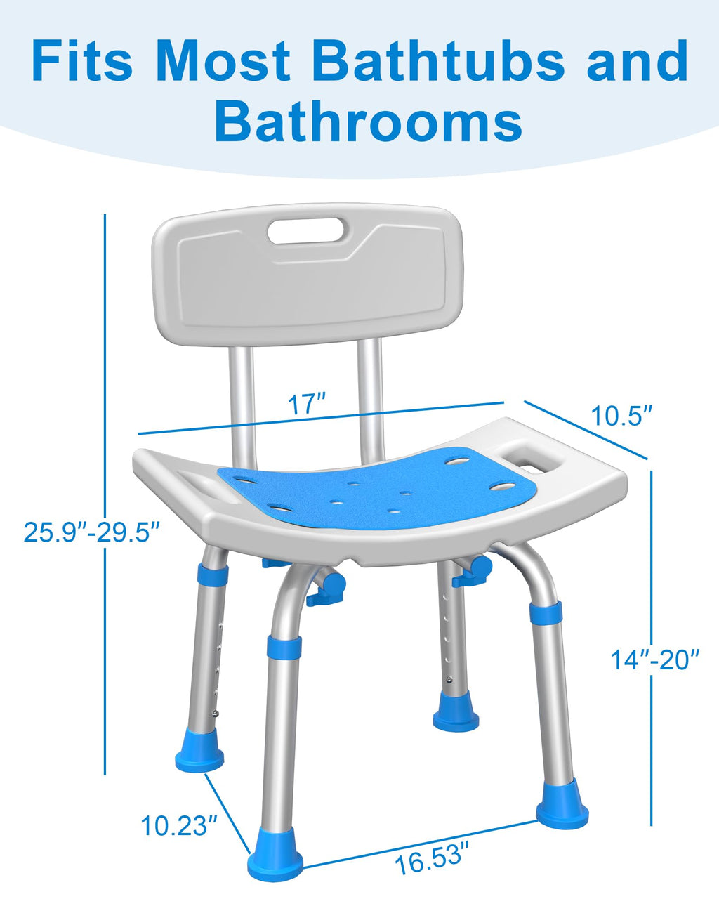 Heavy Duty Height Adjustable Shower Chair with Arms and Back L953