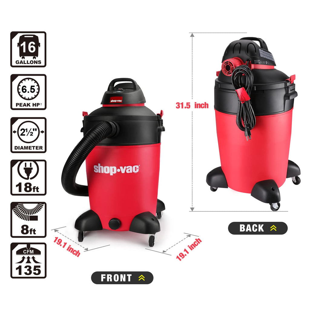 16 Gallon 6.5 Peak HP Wet/Dry Vacuum G61663