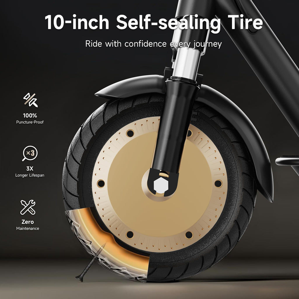 Electric Scooter with Solid Tires, Dual Suspension, Folding U1558