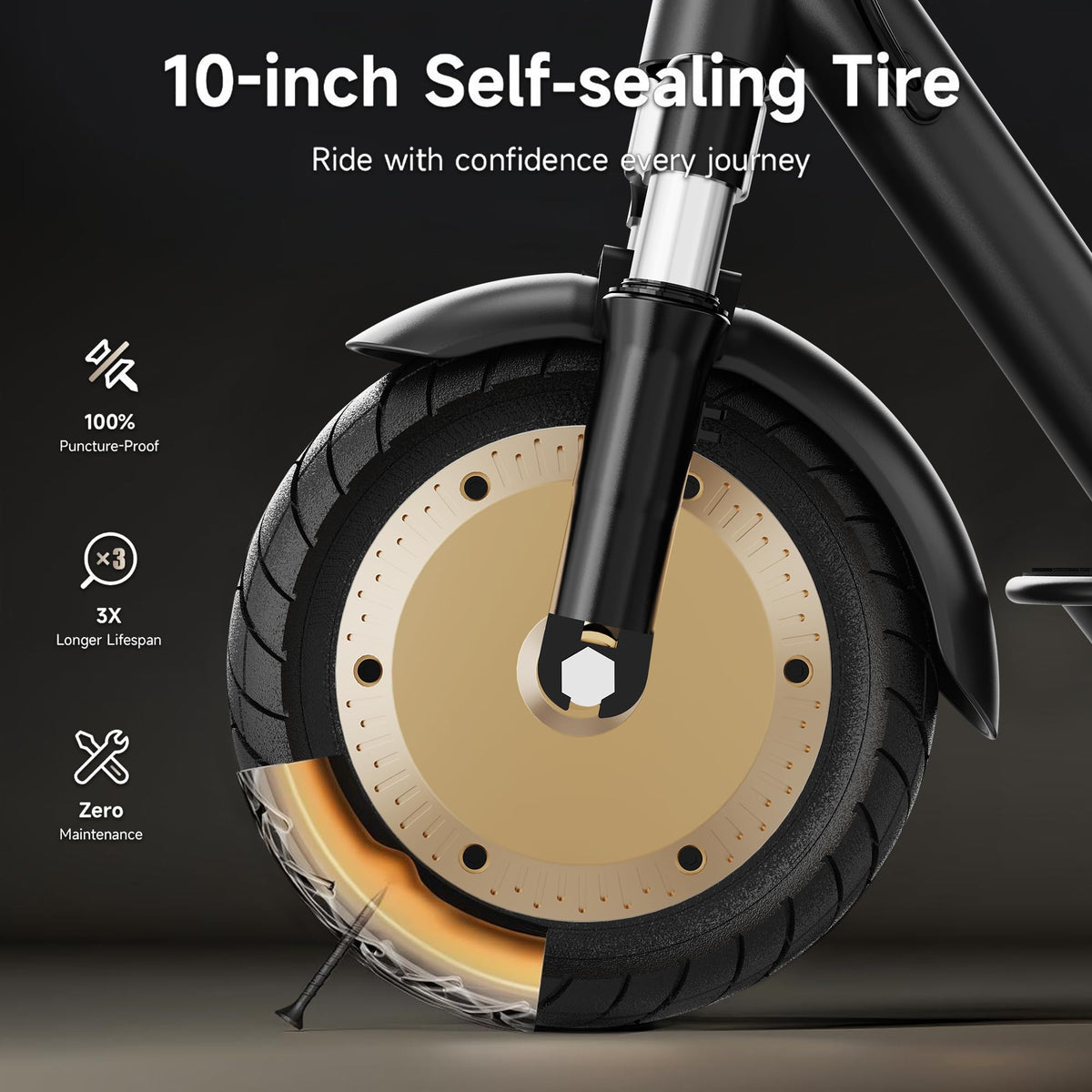 Electric Scooter with Solid Tires, Dual Suspension, Folding U1558