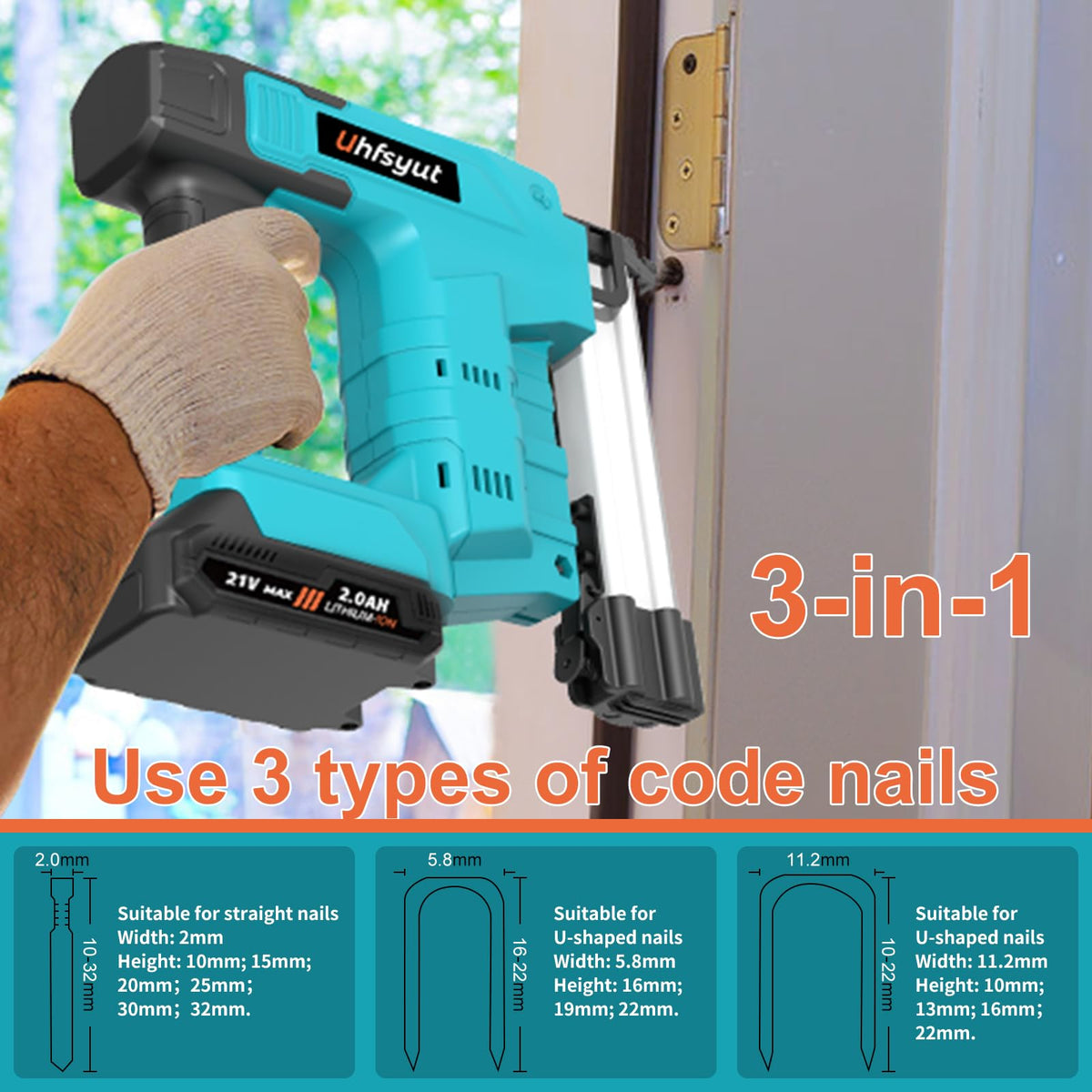 Cordless 21V 2 in 1 Brad Nailer and Staple Gun N877