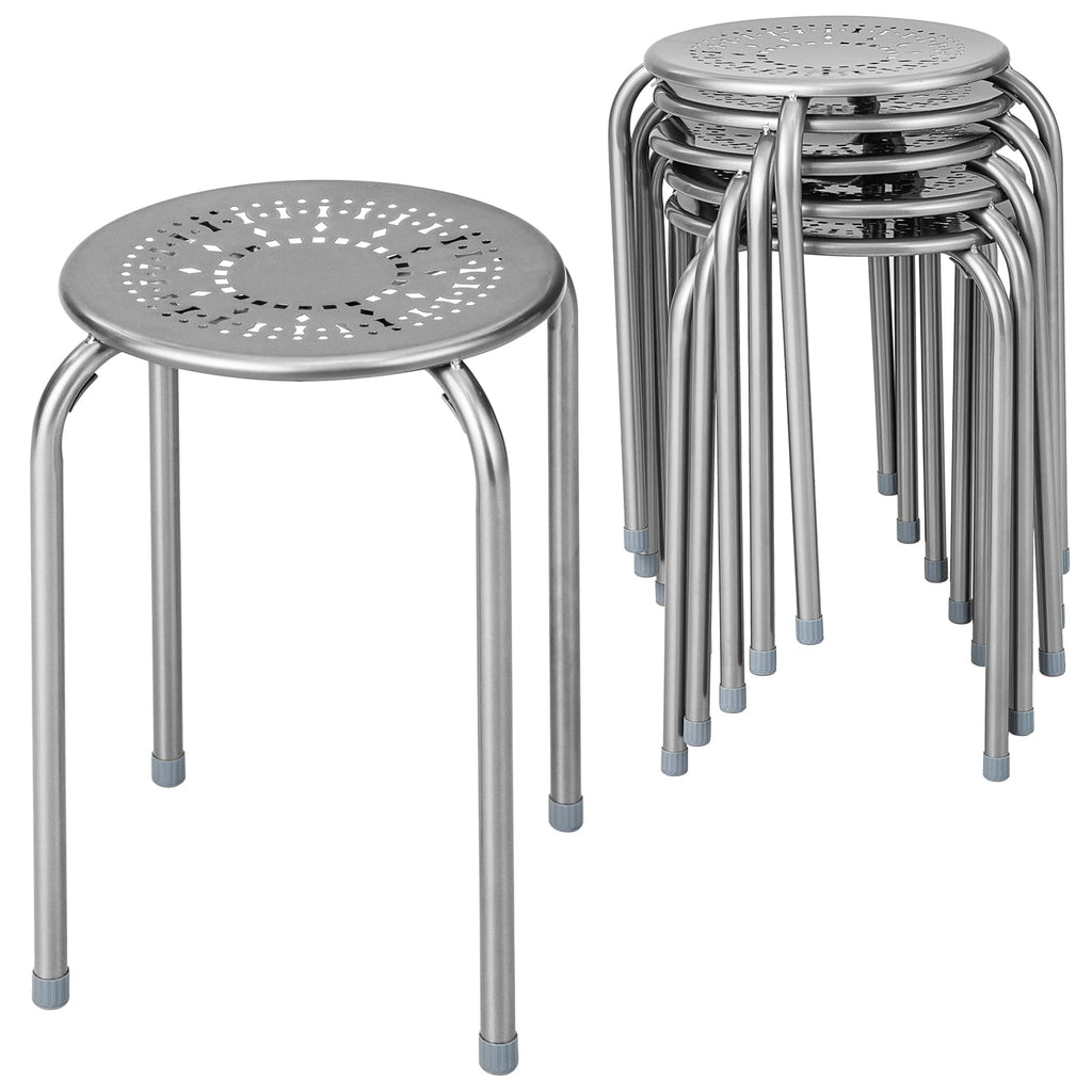 Grey 6 Pack Stackable Metal Stools Q842