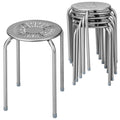 Grey 6 Pack Stackable Metal Stools Q842