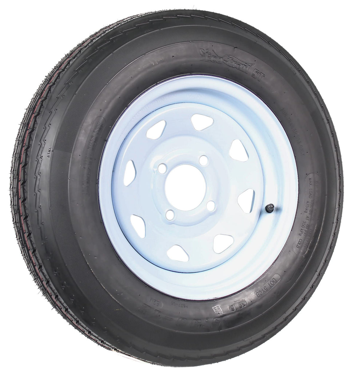 Trailer Tire Rim Assembly 5.30-12 Load C 4 Lug White Q91754