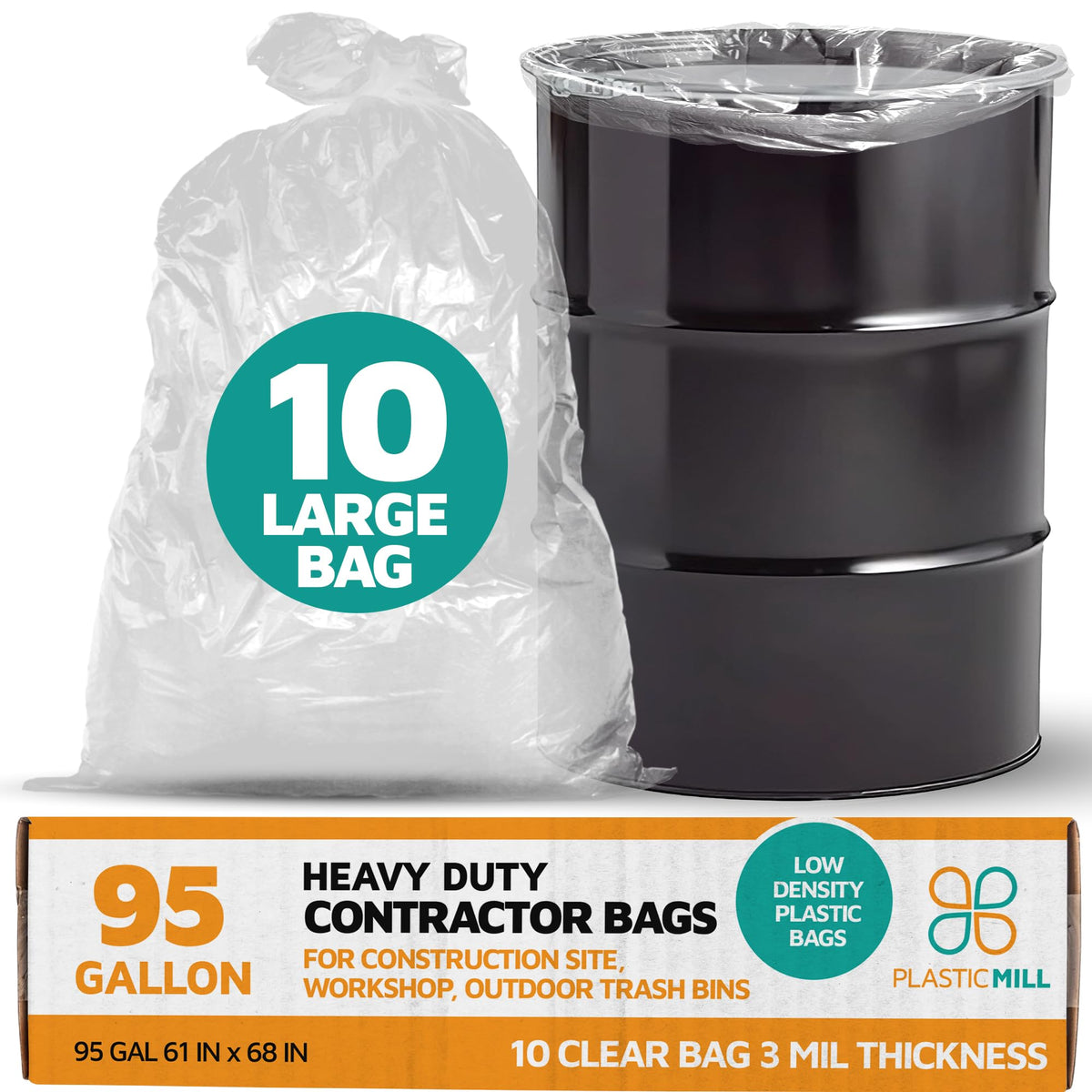 95-Gallon Clear Heavy Duty Contractor Bags Y692