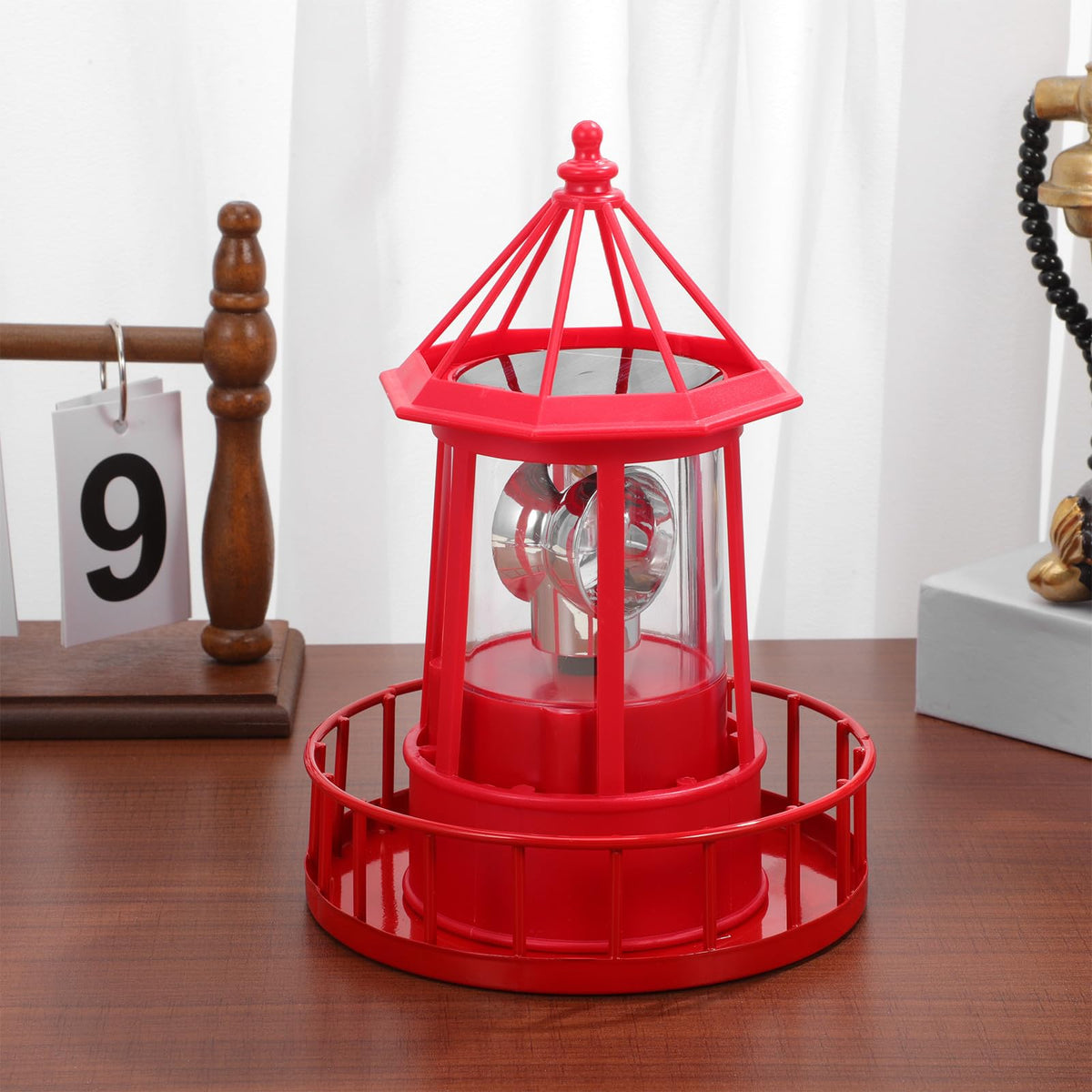 Rotating Metal Solar Lighthouse M452