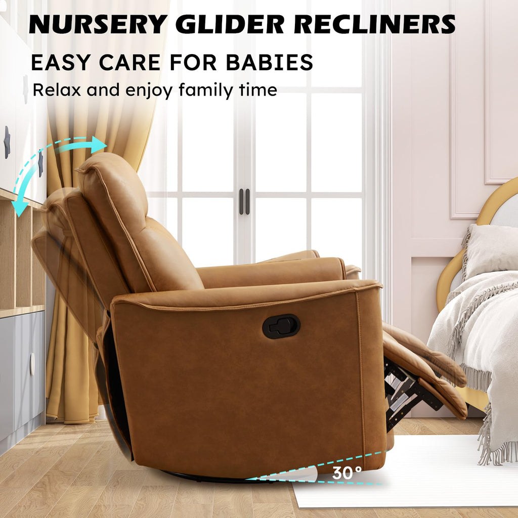 Manual Swivel Rocker Recliner Faux Leather X96979