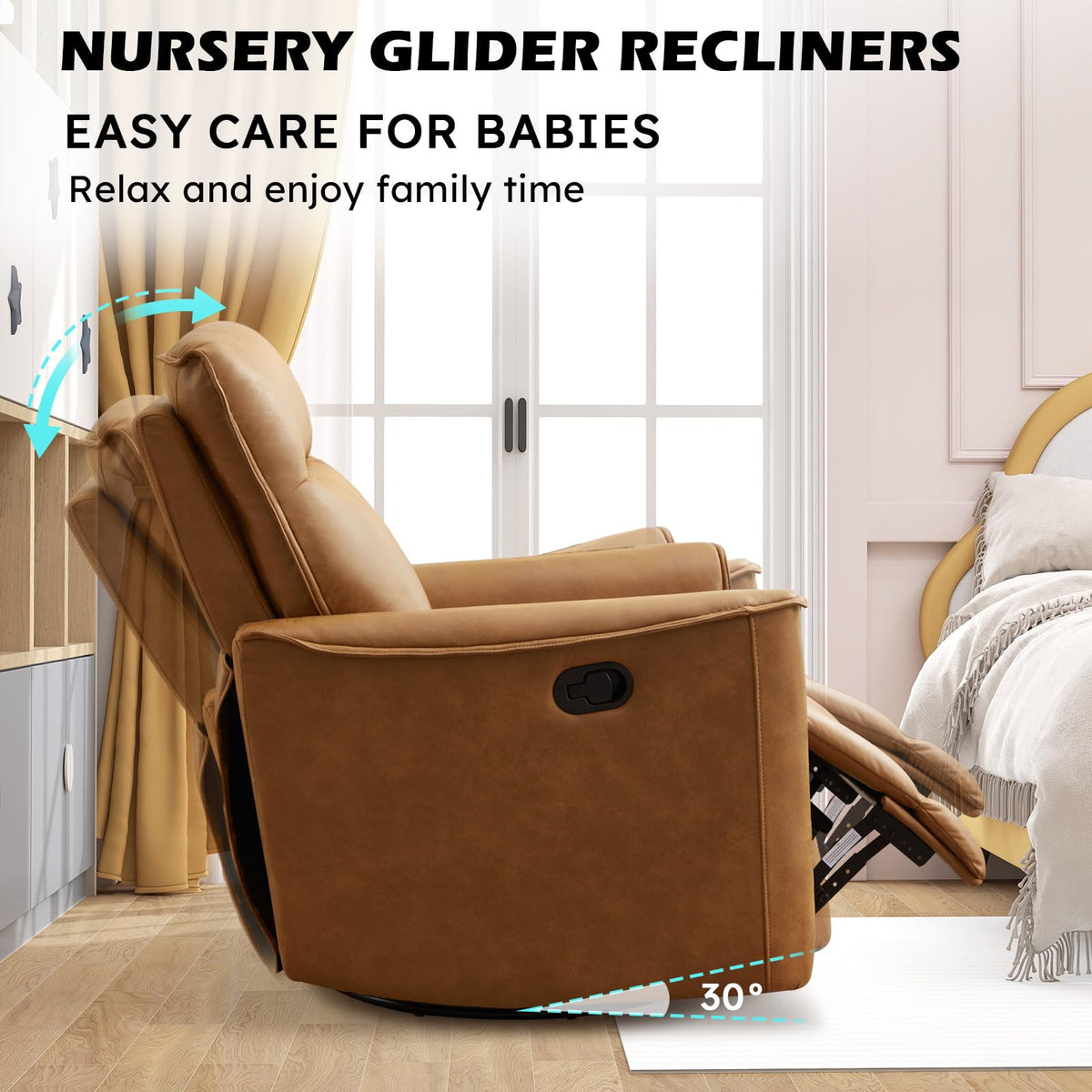 Manual Swivel Rocker Recliner Faux Leather X96979