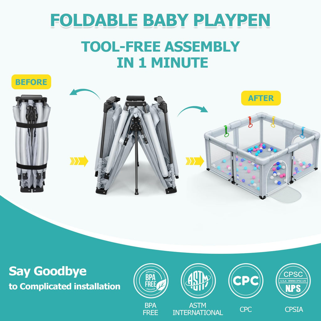 Foldable Baby Playpen 50×50 I94542