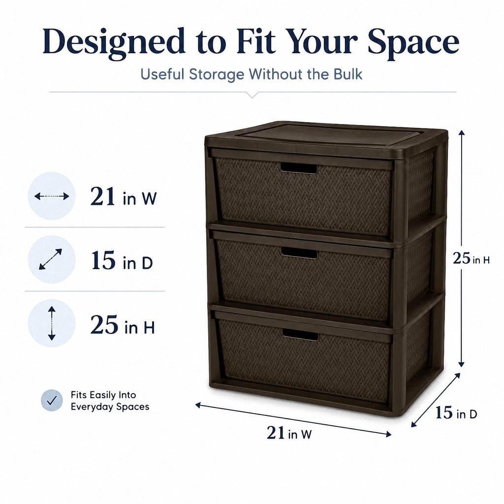 Brown 3 Drawer Plastic Storage Organizer Q580133