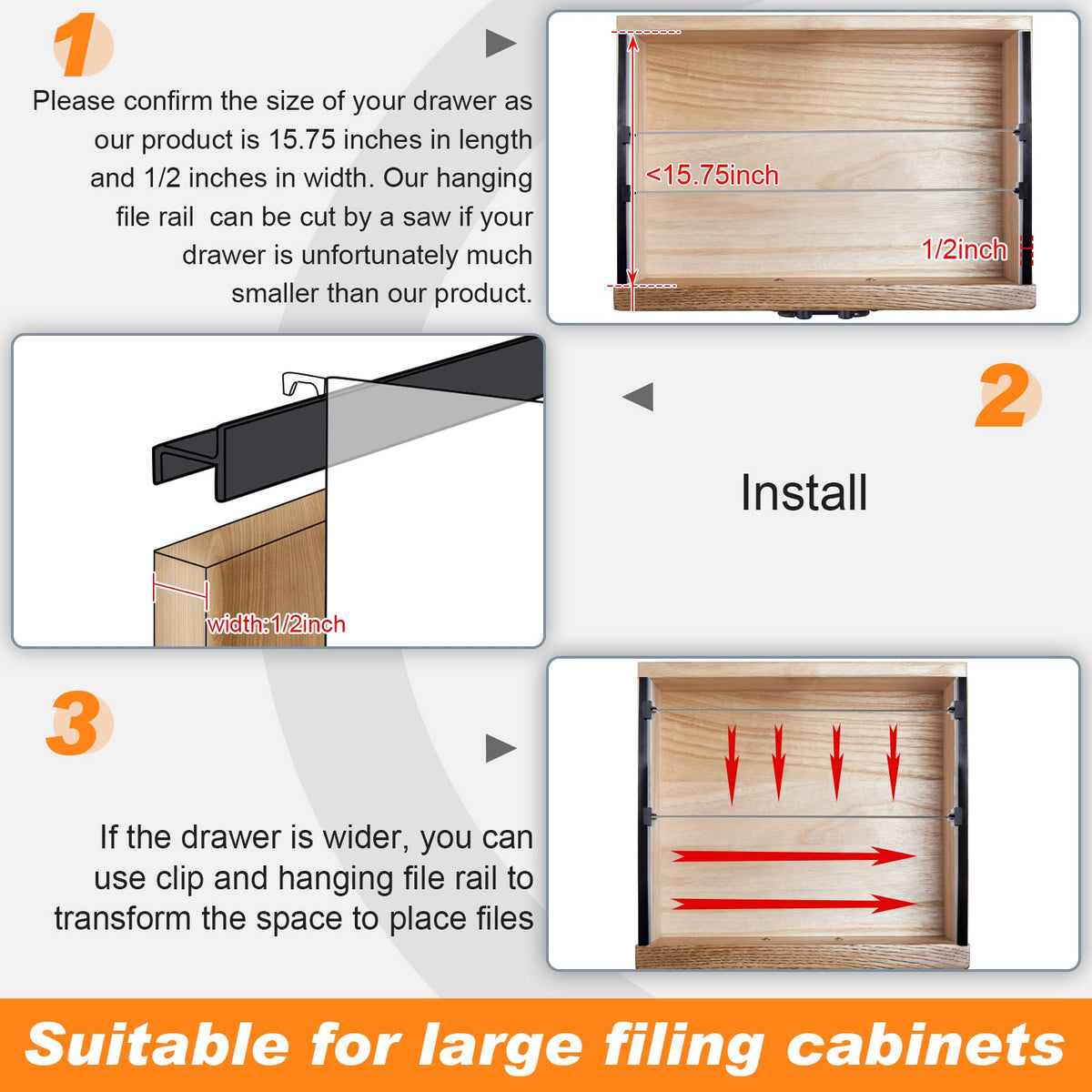 14 Pcs File Cabinet Rails Set T414739