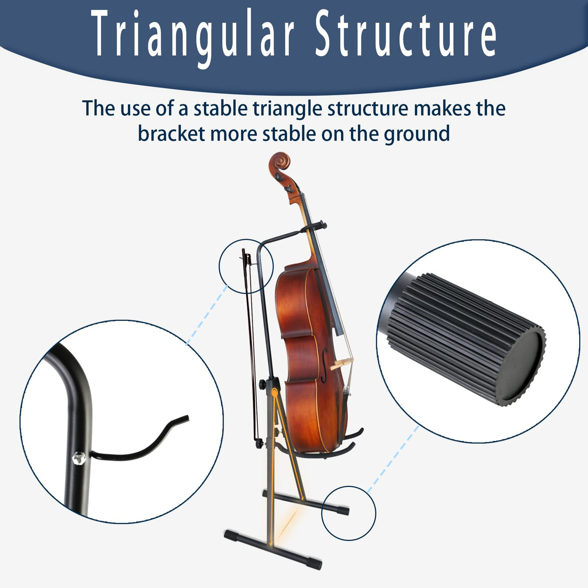 Double Bass Stand, Sturdy and Portable Upright Bass, Black B355440