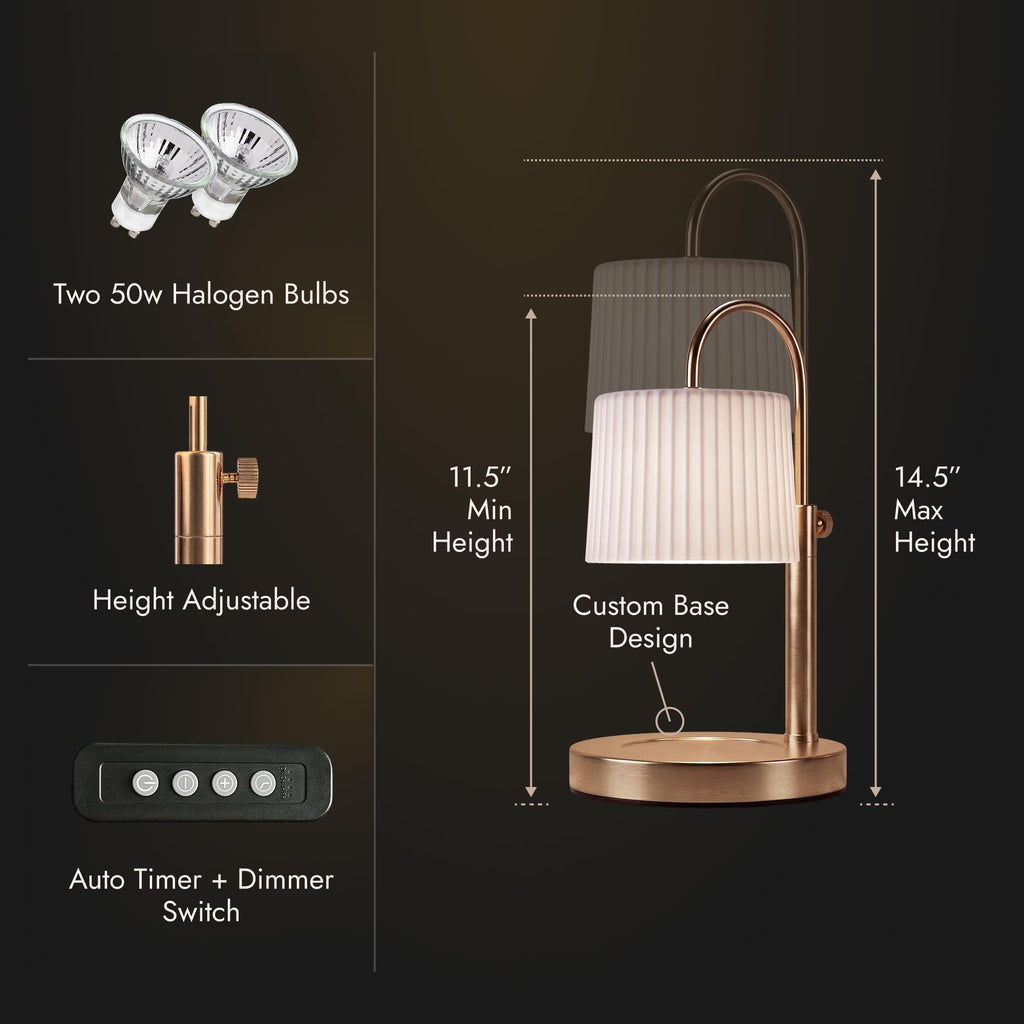 Dimmable Glass Candle Warmer Lamp with Timer O6402