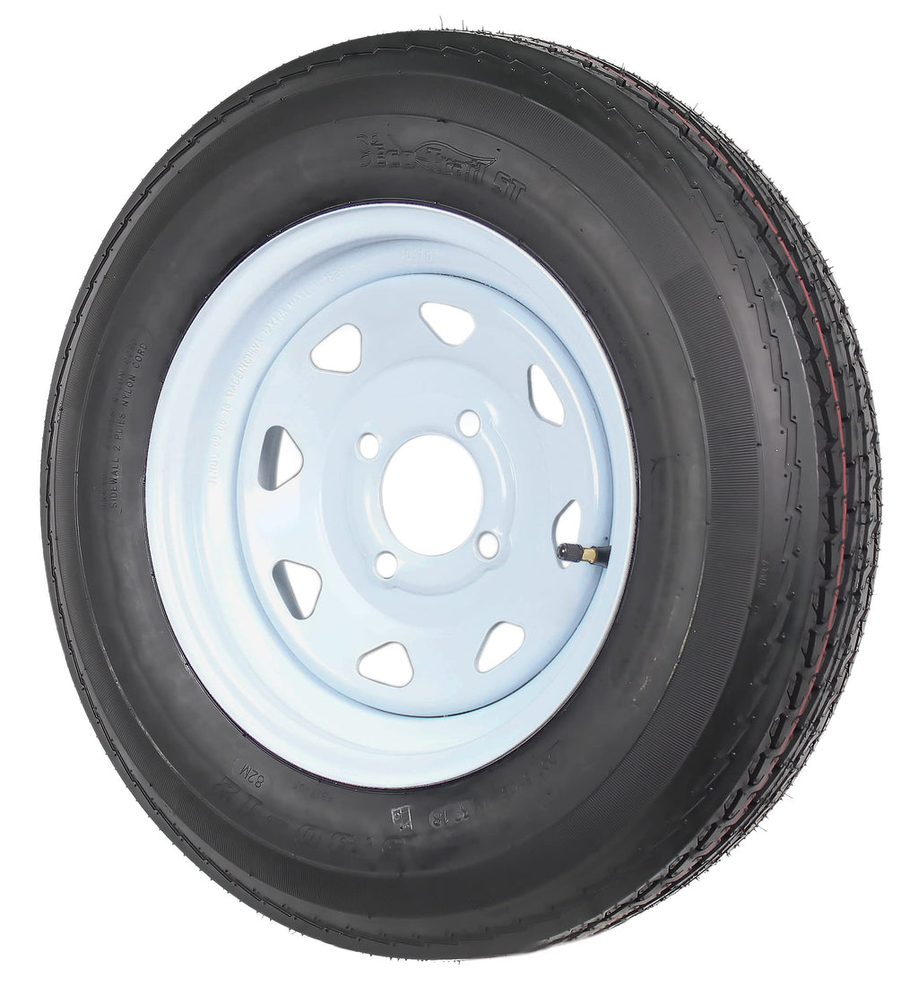 Trailer Tire Rim Assembly 5.30-12 Load C 4 Lug White Q91754